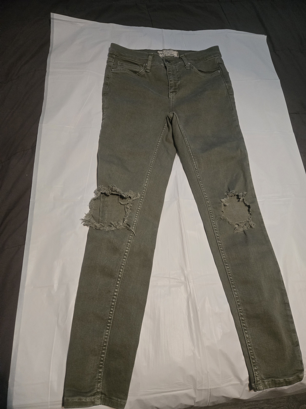 Free People Olive High-Rise Skinny Jeans